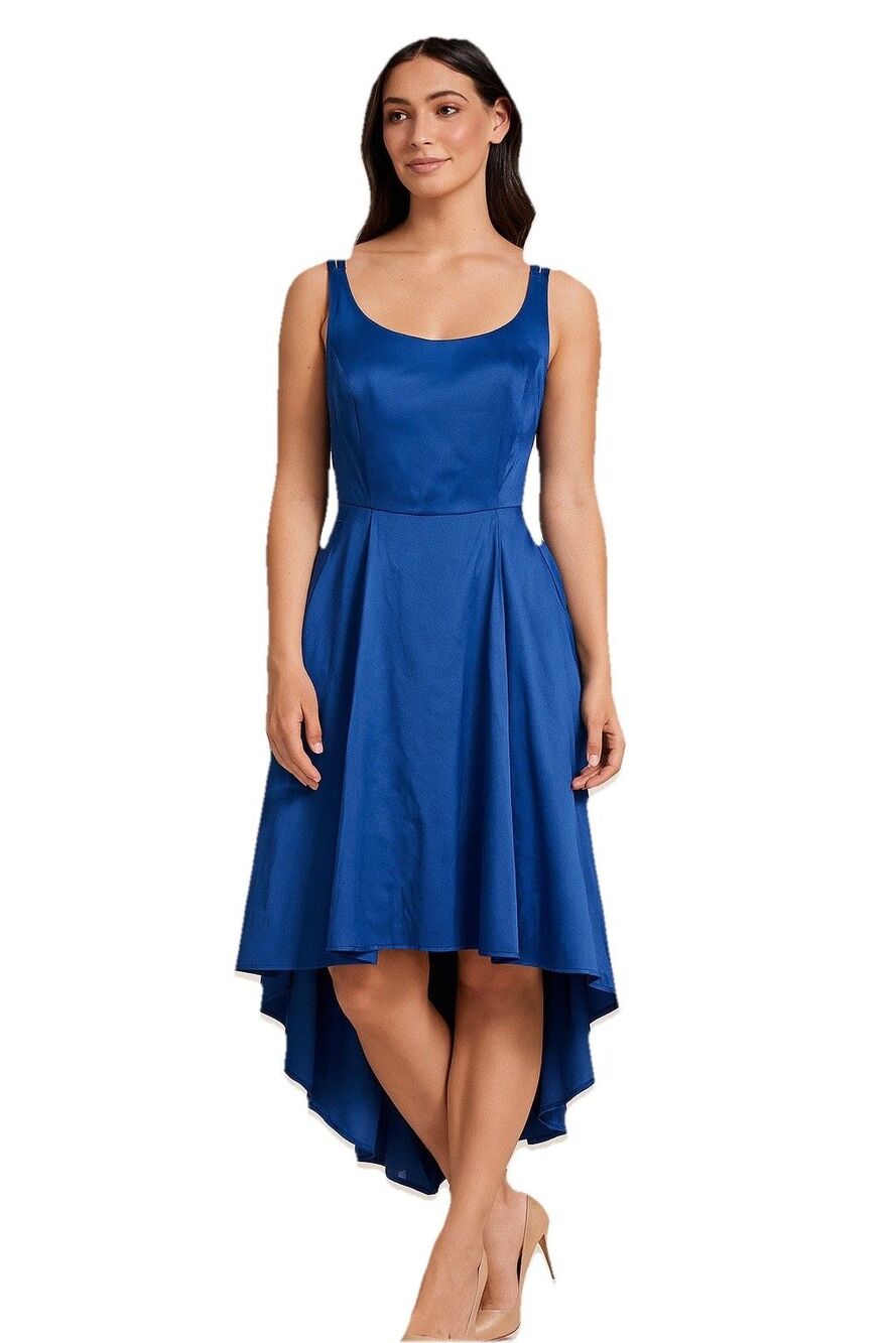 Blue Satin Party Event Dress High Low Hem Juniors Size 15/17